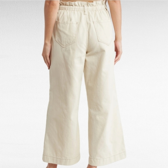 Kensie Cream Paperbag Wide Leg Crop Jeans - Picture 12 of 16